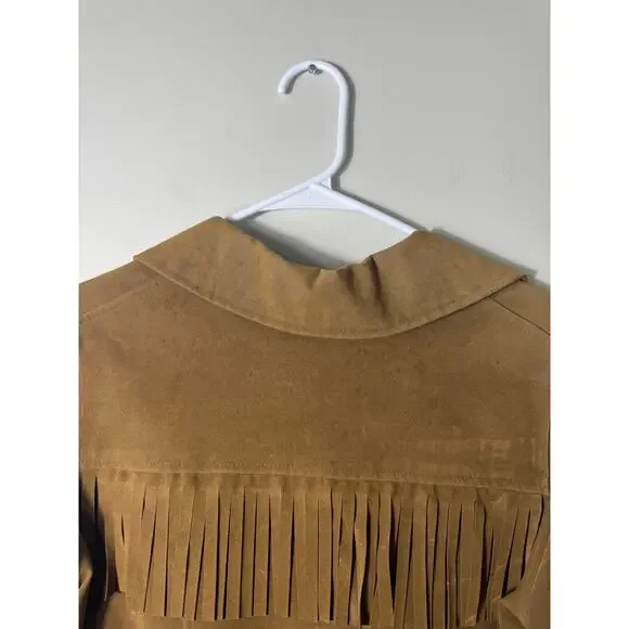 Vintage Brown Suede Fringe Jacket Boho Western 80s 70s Festival - Picture 10 of 14